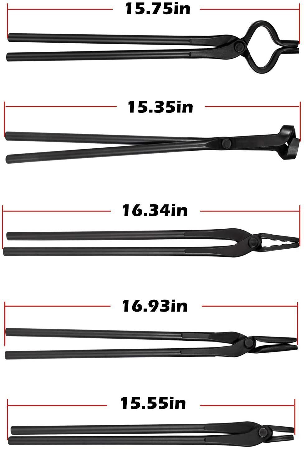 5Pcs Knife Making Tongs Set Bladesmith Blacksmith Tongs for Anvil Vise Forge