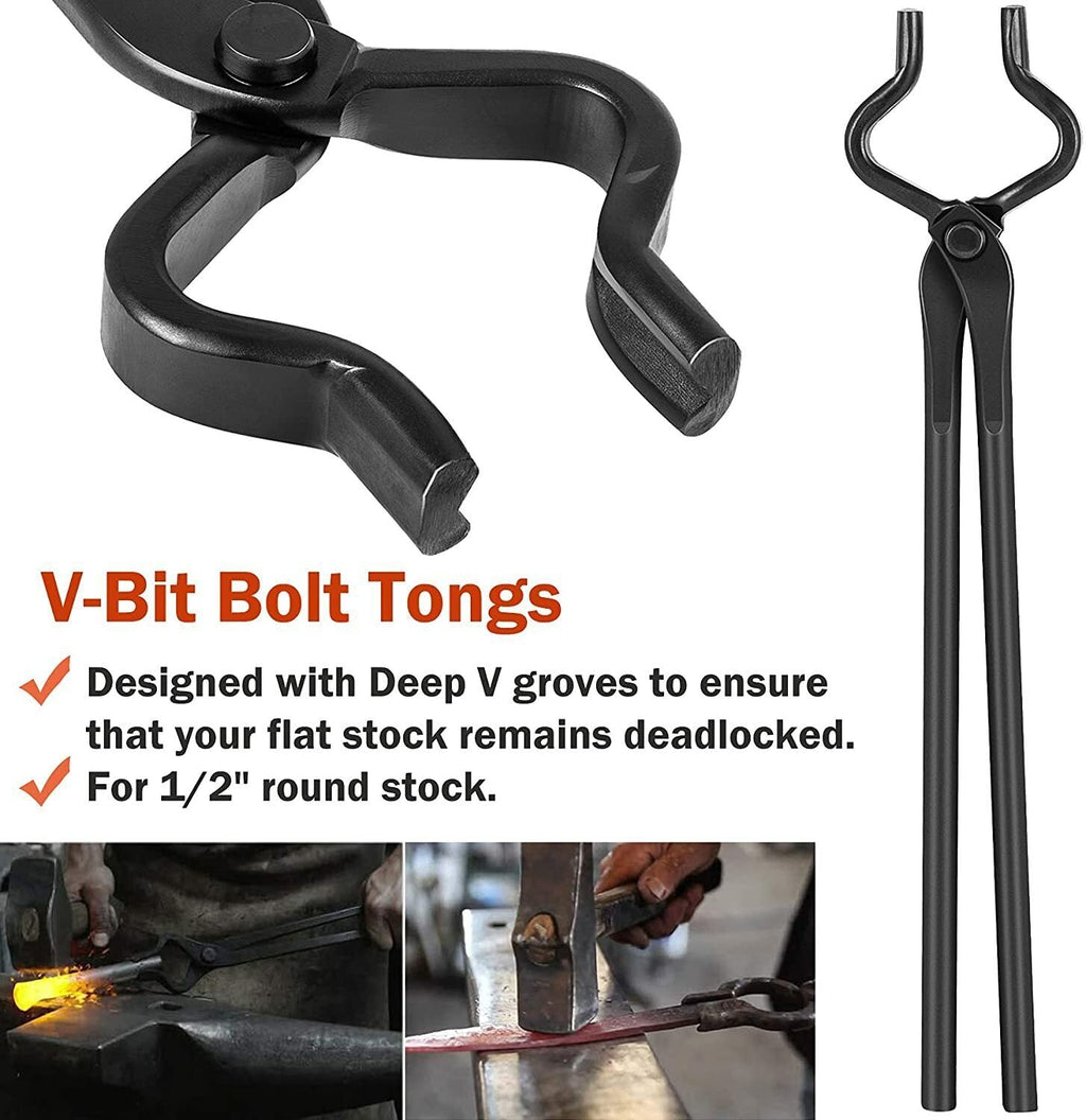 5Pcs Knife Making Tongs Set Bladesmith Blacksmith Tongs for Anvil Vise Forge