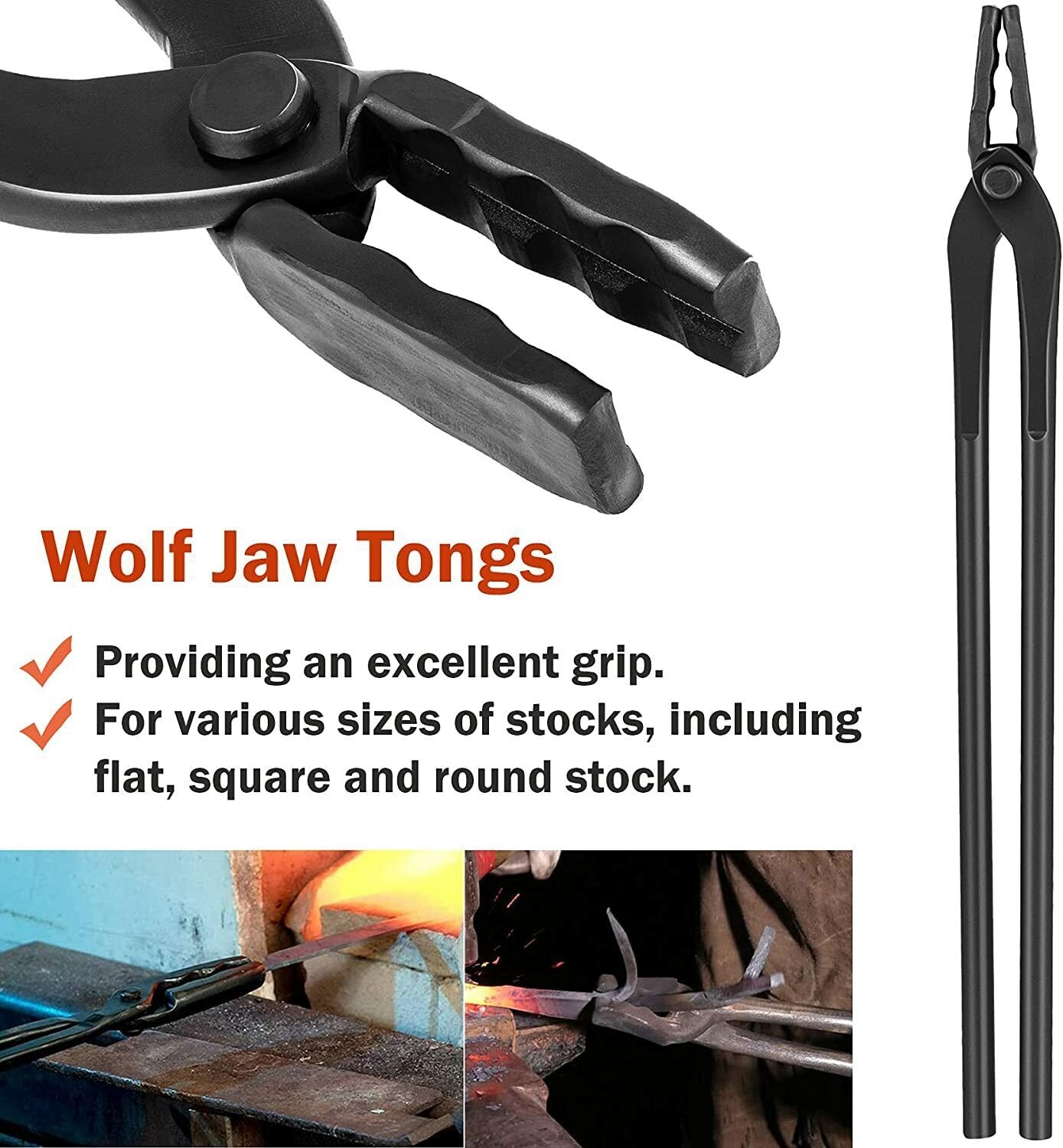 5Pcs Knife Making Tongs Set Bladesmith Blacksmith Tongs for Anvil Vise Forge