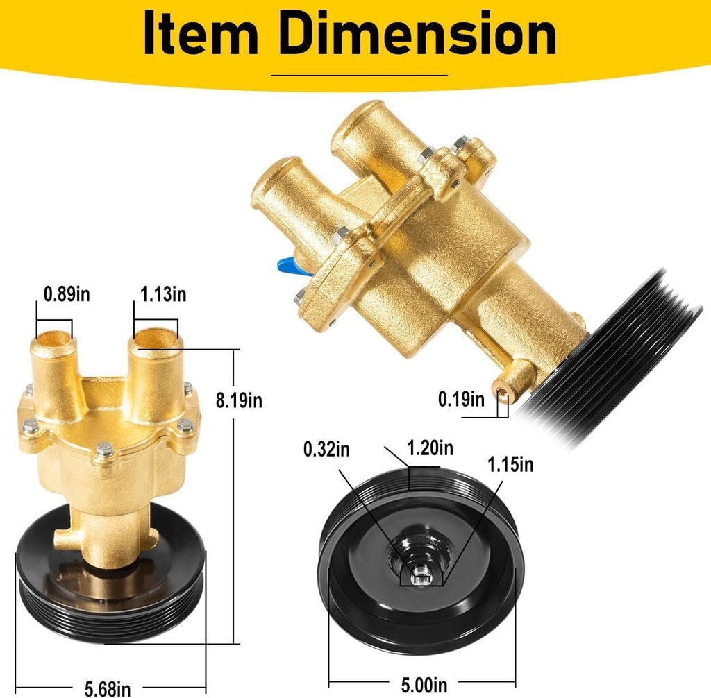 Raw Sea Water Pump with Pulley for Mercury, MerCruiser, Quicksilver 46-8M0139995