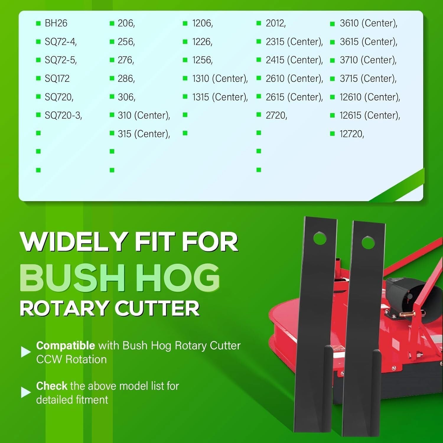 For Bush Hog 7556BH SQ172 7556 Rotary Cutter Blades, 27" x3/4" Lawn Mower Blades