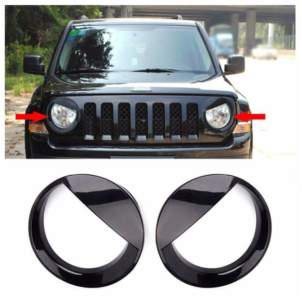 2X Front Angry Eyes Style Light Headlight Trim Cover For Jeep Patriot 2011-2017