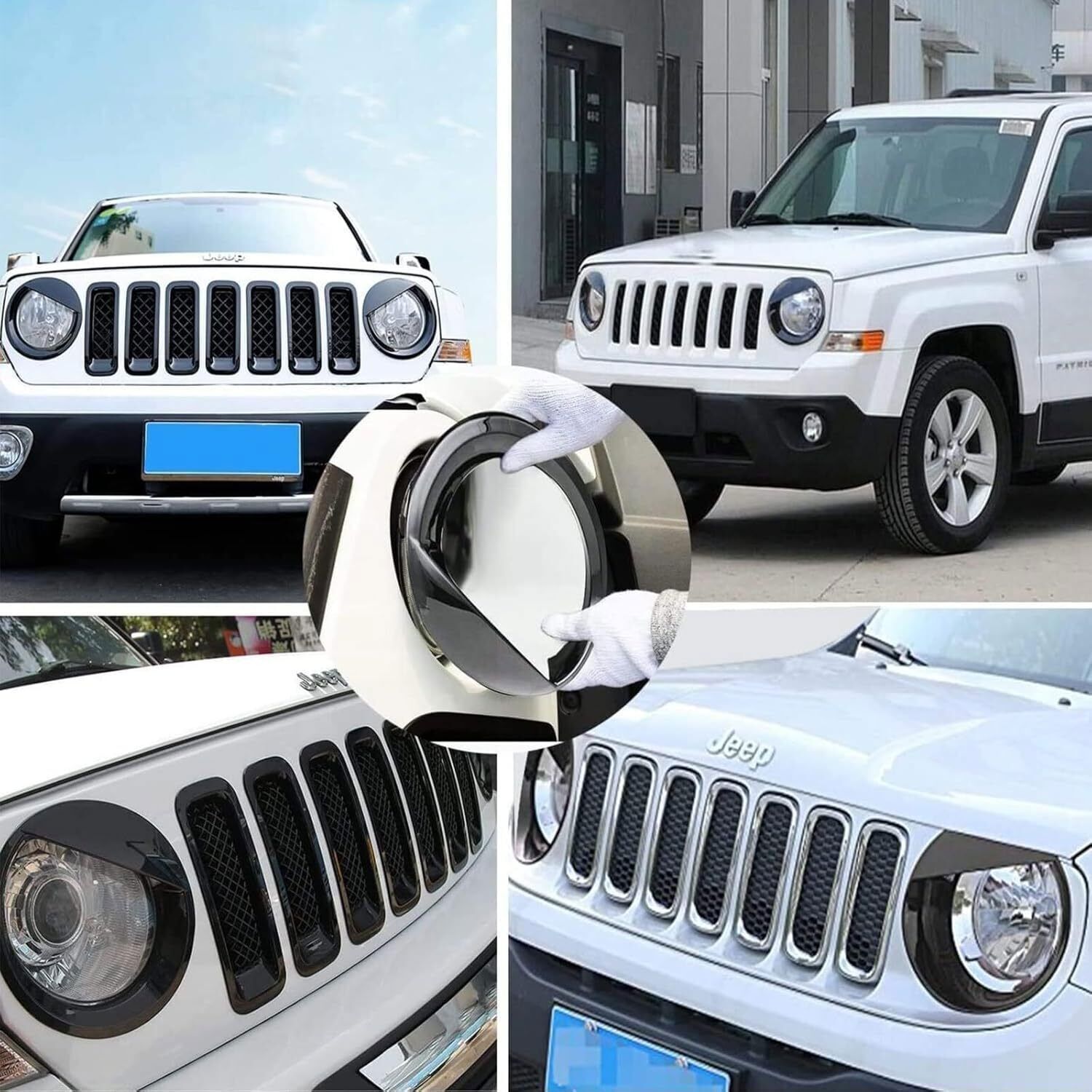 2X Front Angry Eyes Style Light Headlight Trim Cover For Jeep Patriot 2011-2017