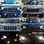 2X Front Angry Eyes Style Light Headlight Trim Cover For Jeep Patriot 2011-2017