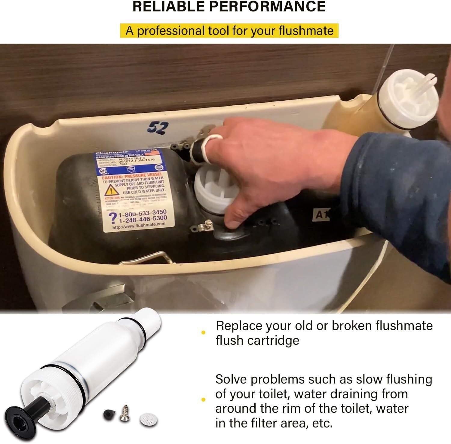 C-100500-K Flushmate Flush Valve Cartridge For Tank Systems Series 500 501 503
