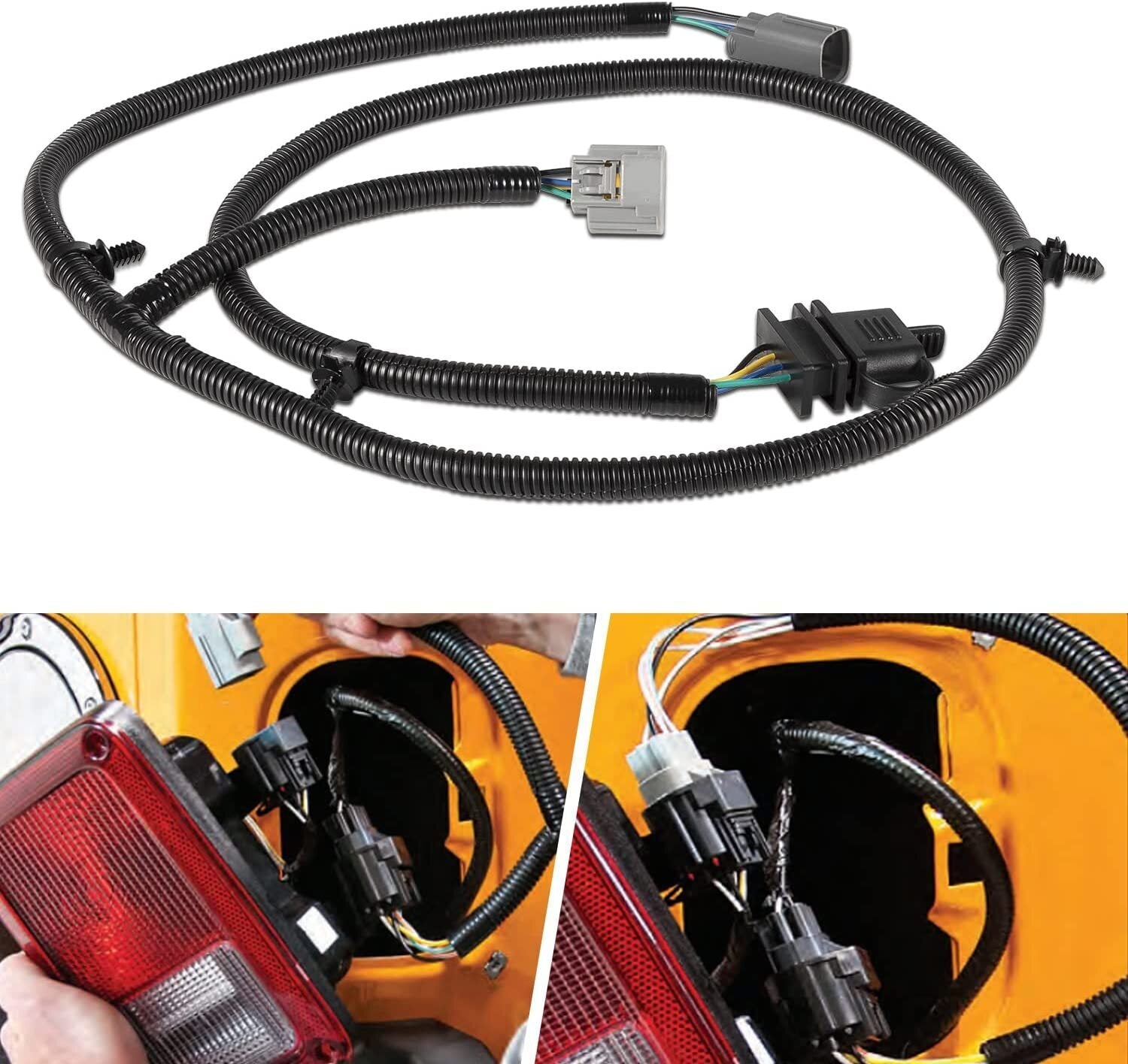 70.5" 4-Way Tow Hitch Wiring Harness For 07-18 Jeep Wrangler JK Trailer 17275.01