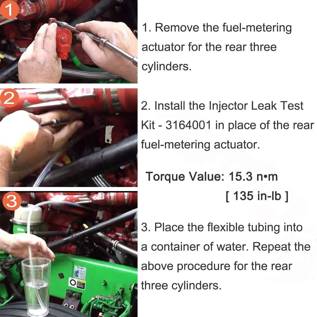 For Cummins ISX/ Signature Engine 3164001 Fuel Injector Leak Test Check Kit Alt.