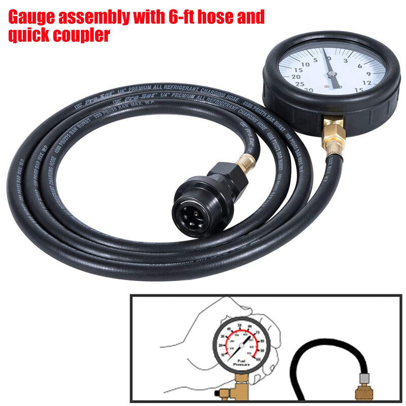 GM 6.6L Duramax Diesel Fuel Pressure System Vacuum Test Kit TU-32-6 Hose + Gauge