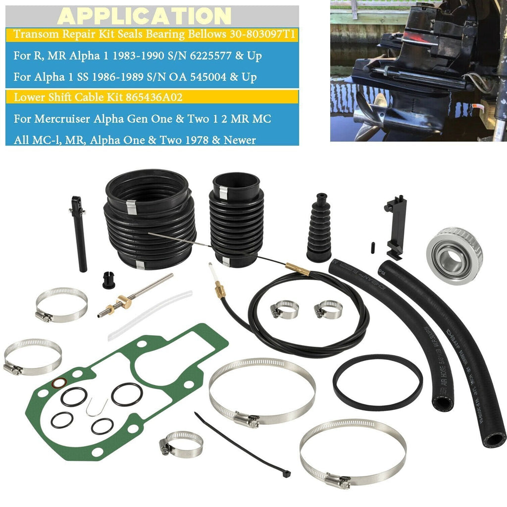 Mercruiser Alpha 1 One Gen II 2 Transom Service Kit Gimbal Shift Cable bellows