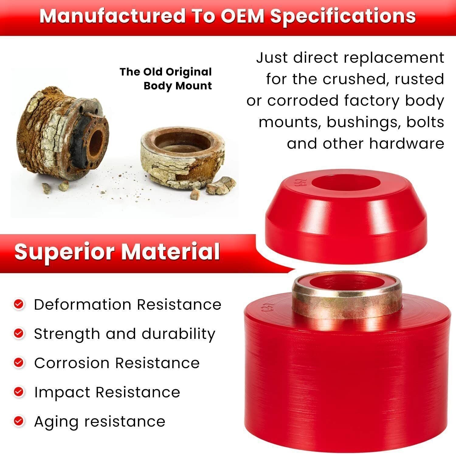 For 1980-1998 Ford F150 F250 F350 2WD/4WD 4.4123R Body Cab Mount Bushing Set Kit