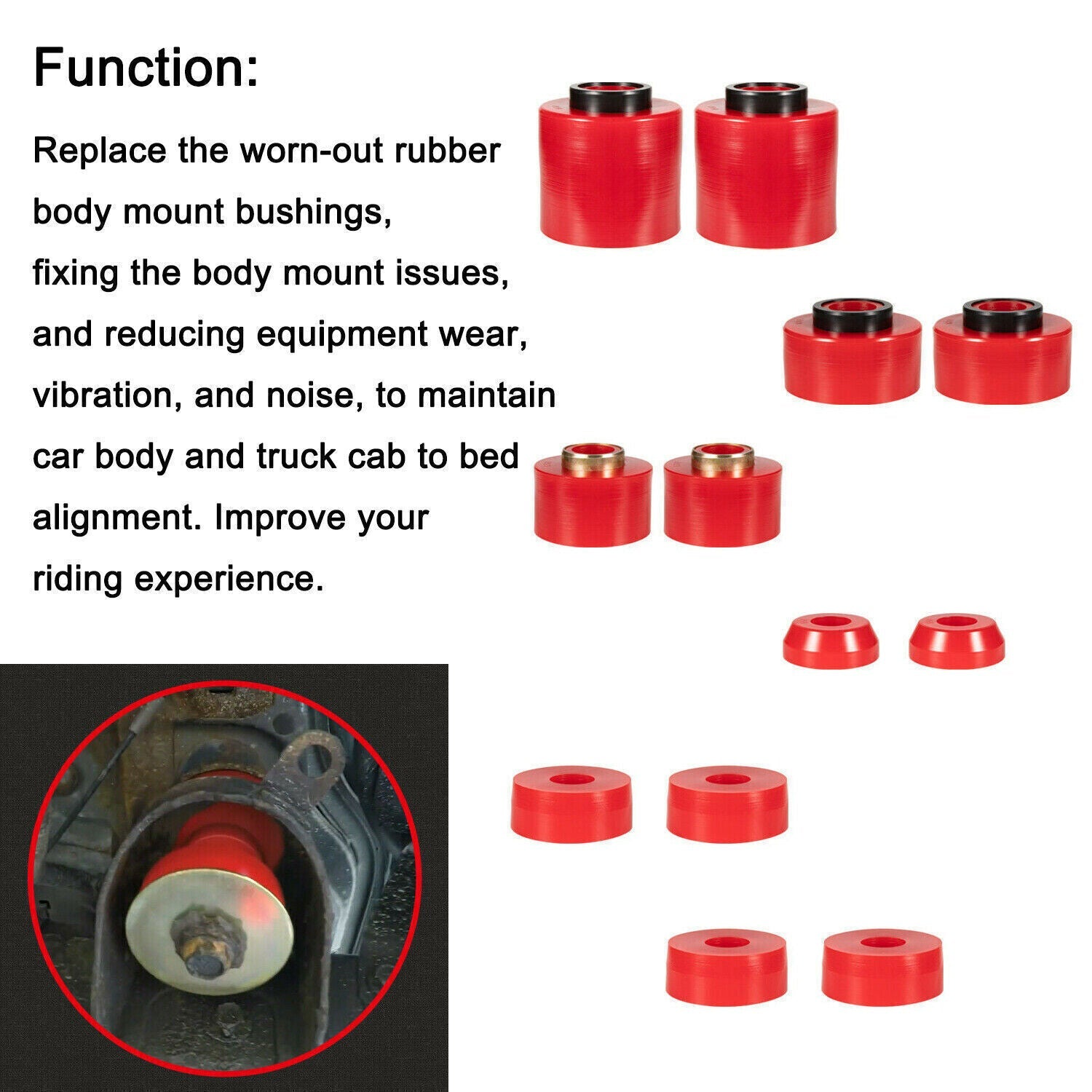 For 1980-1998 Ford F150 F250 F350 2WD/4WD 4.4123R Body Cab Mount Bushing Set Kit