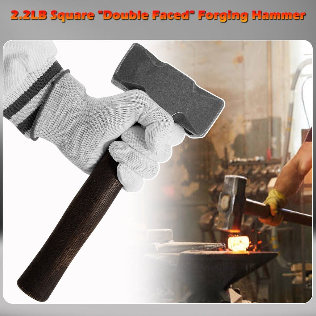 2.2LB Forging Square Hammer for Farrier Bladesmithing Blacksmith Anvil Knife