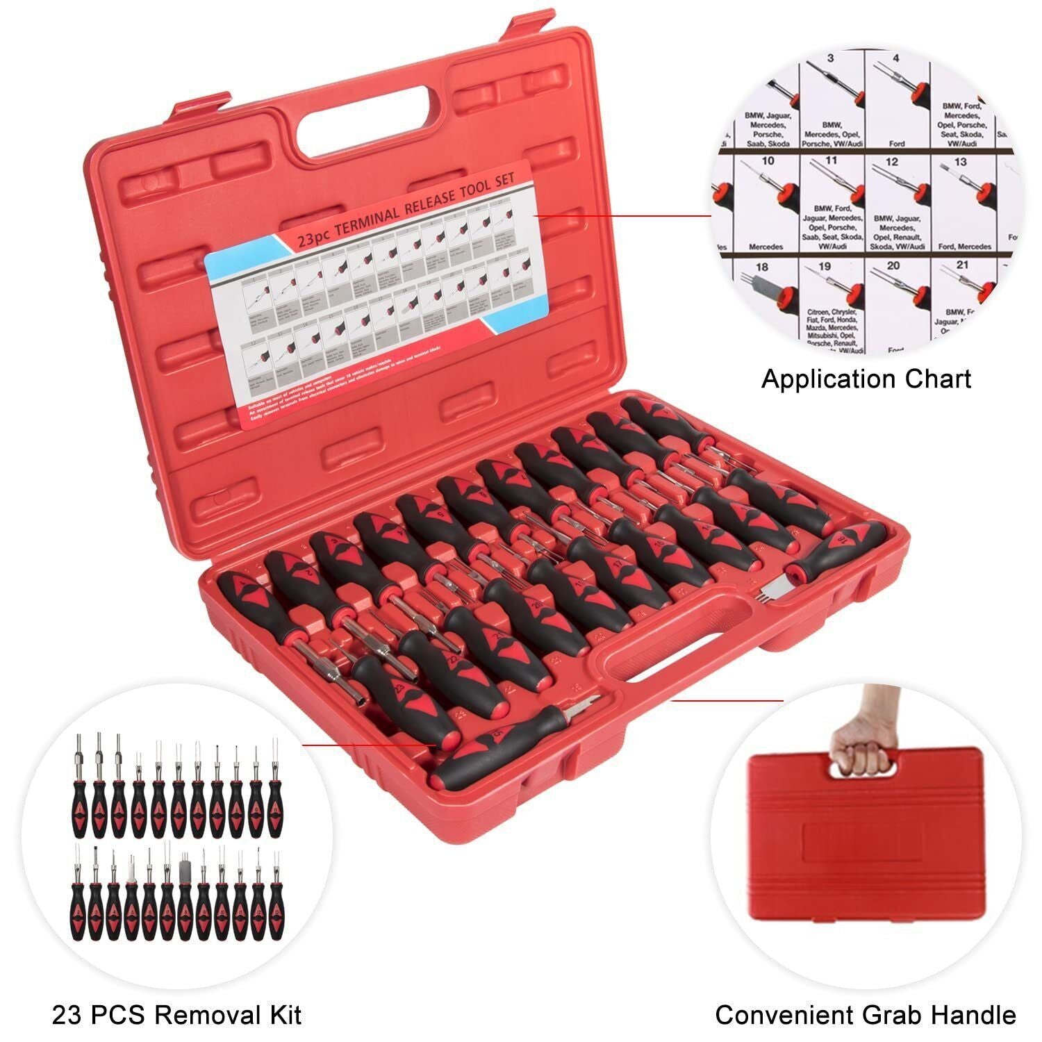 Universal Wire Terminal Electrical Connector Crimp Pin Removal Release Tool Kit