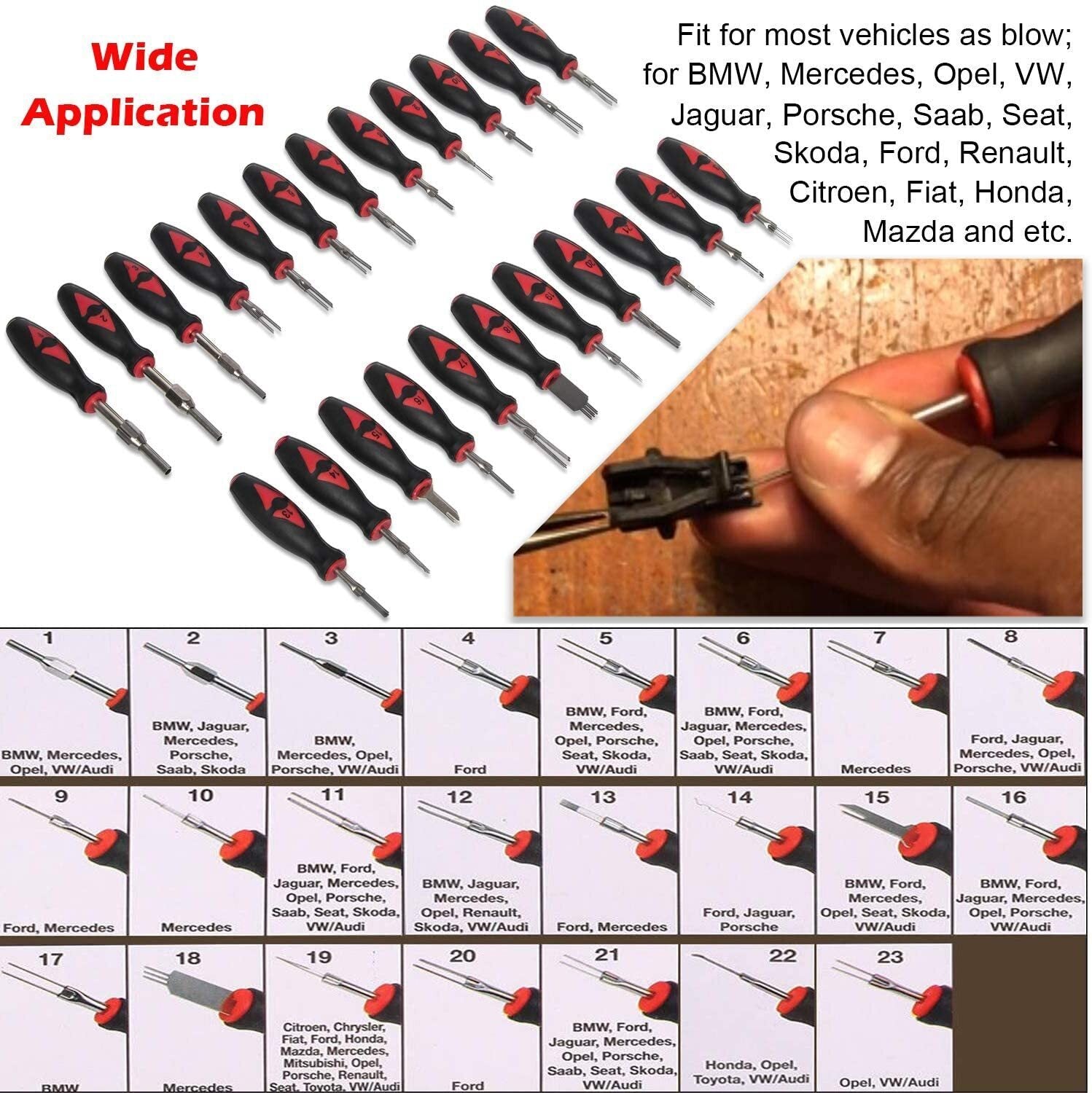 Universal Wire Terminal Electrical Connector Crimp Pin Removal Release Tool Kit