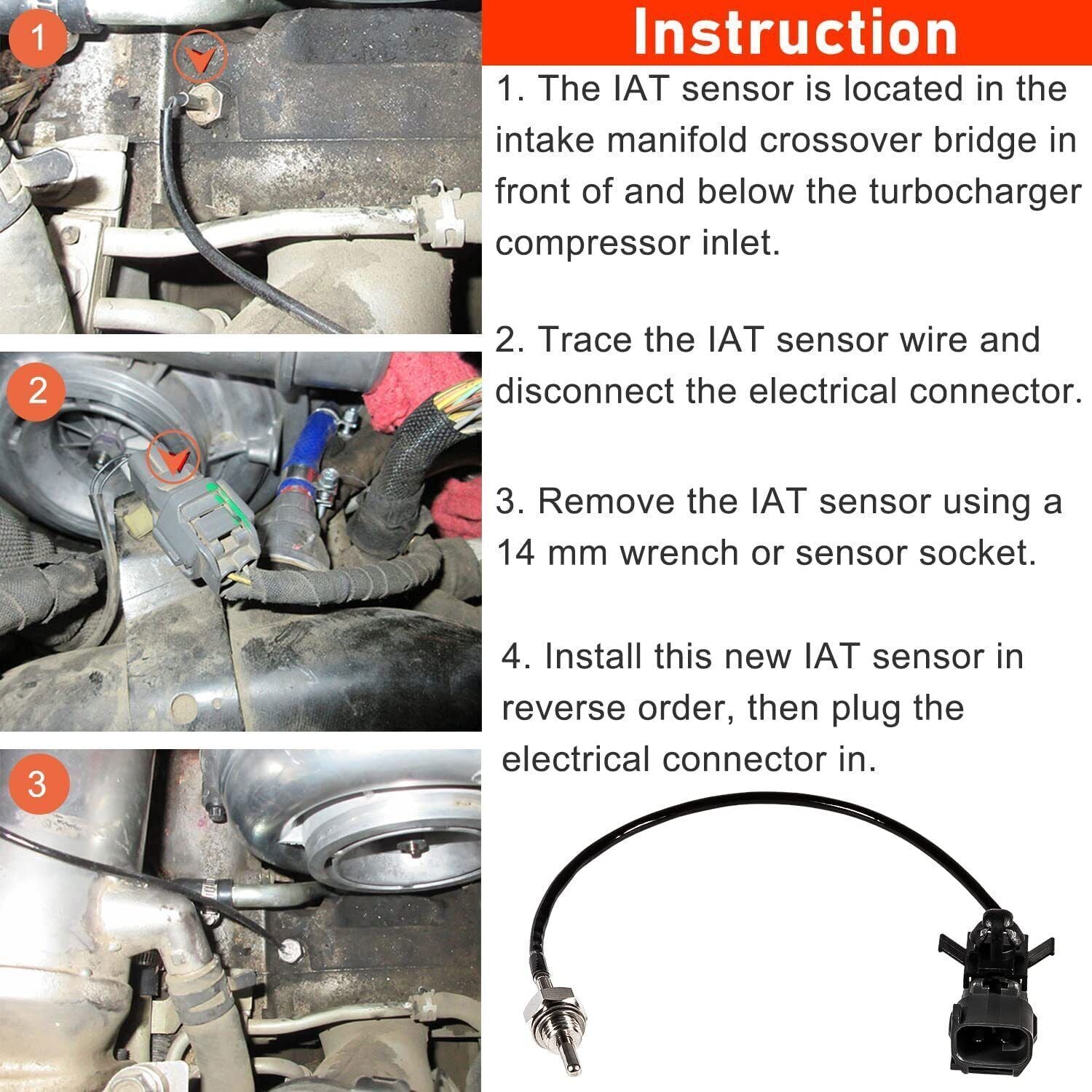 Intake Air Temperature Sensor 97381182 For 2006-2010 GM LBZ / LMM 6.6L Duramax
