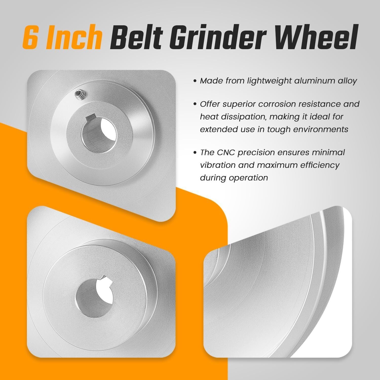 2''x72" Belt Grinder Knife Grinder 6" Drive Wheel Crowned 5/8" Bore Aluminum