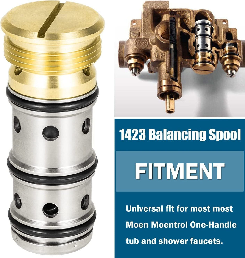 1423 Balancing Spool 132343 & 12318 Stop-Check Valve Kit for Moen Tub and Shower