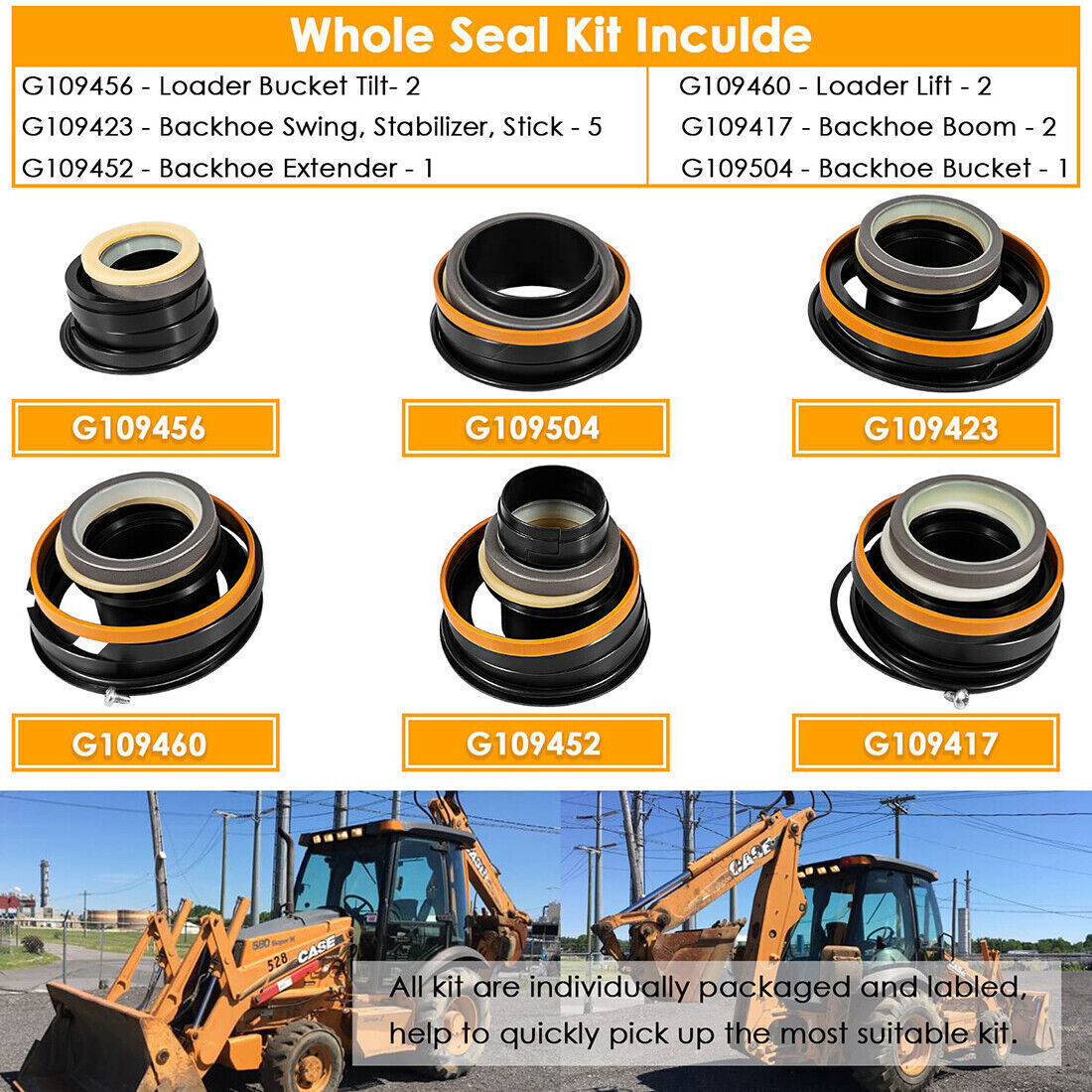 Whole Machine Hydraulic Cylinder Kit for Case 580C (580CKC) G109456 Seal Kit 580