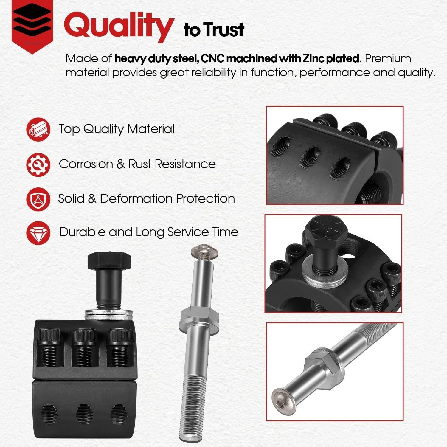 Steering Stabilizer Tie Rod Clamp Stud 1-1/2" OD Tube for Jeep Wrangler JL JT JK