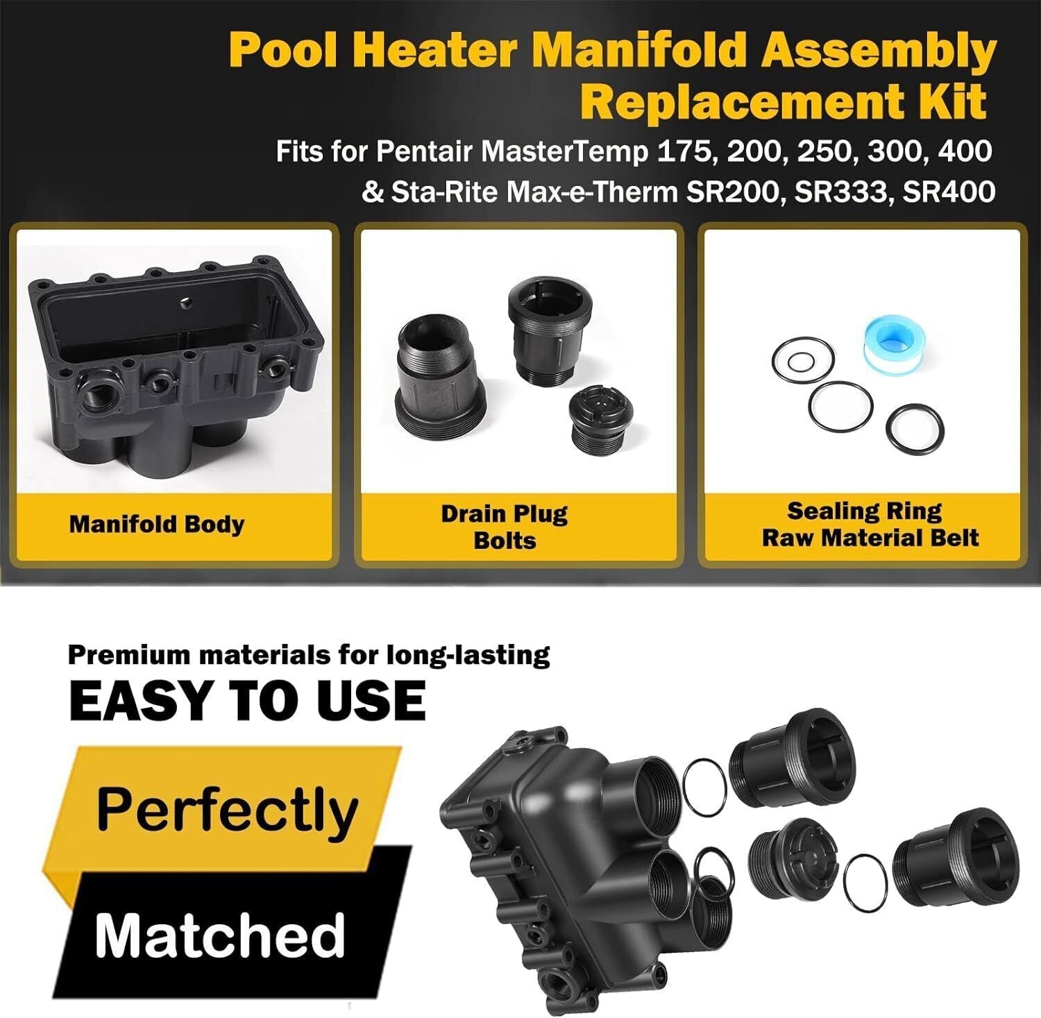 77707-0206 Pool Heater Manifold Body for Pentair MasterTemp,Sta-Rite Max-e-Therm