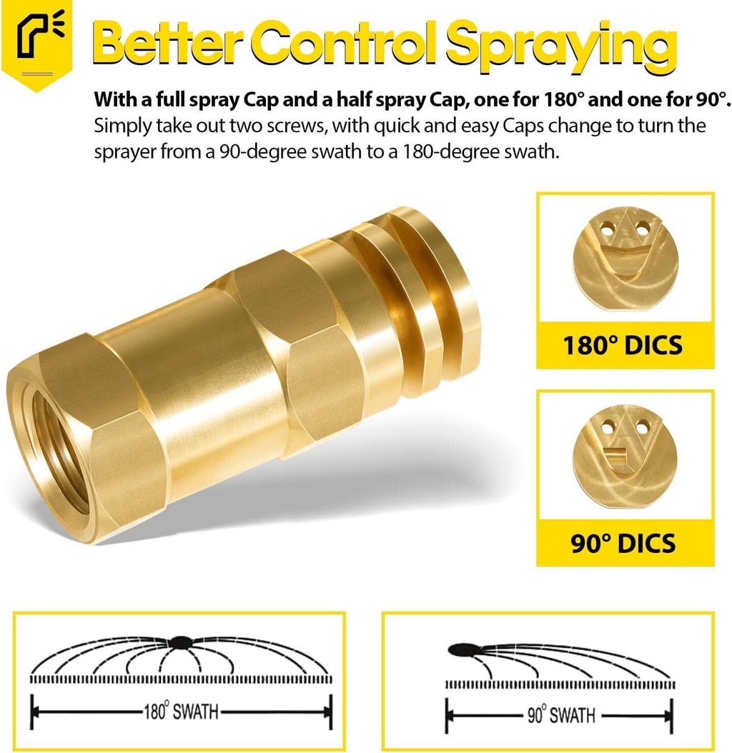 Boomless Spray Nozzle 1/2" FPT #10 Orifices (90° & 180° Caps Included) 4.2 GPM