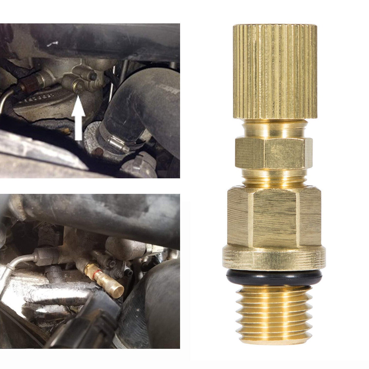 6.0L Ford Powerstroke Diesel Fuel Pressure Test Port & Adapter w/ Schrader Valve