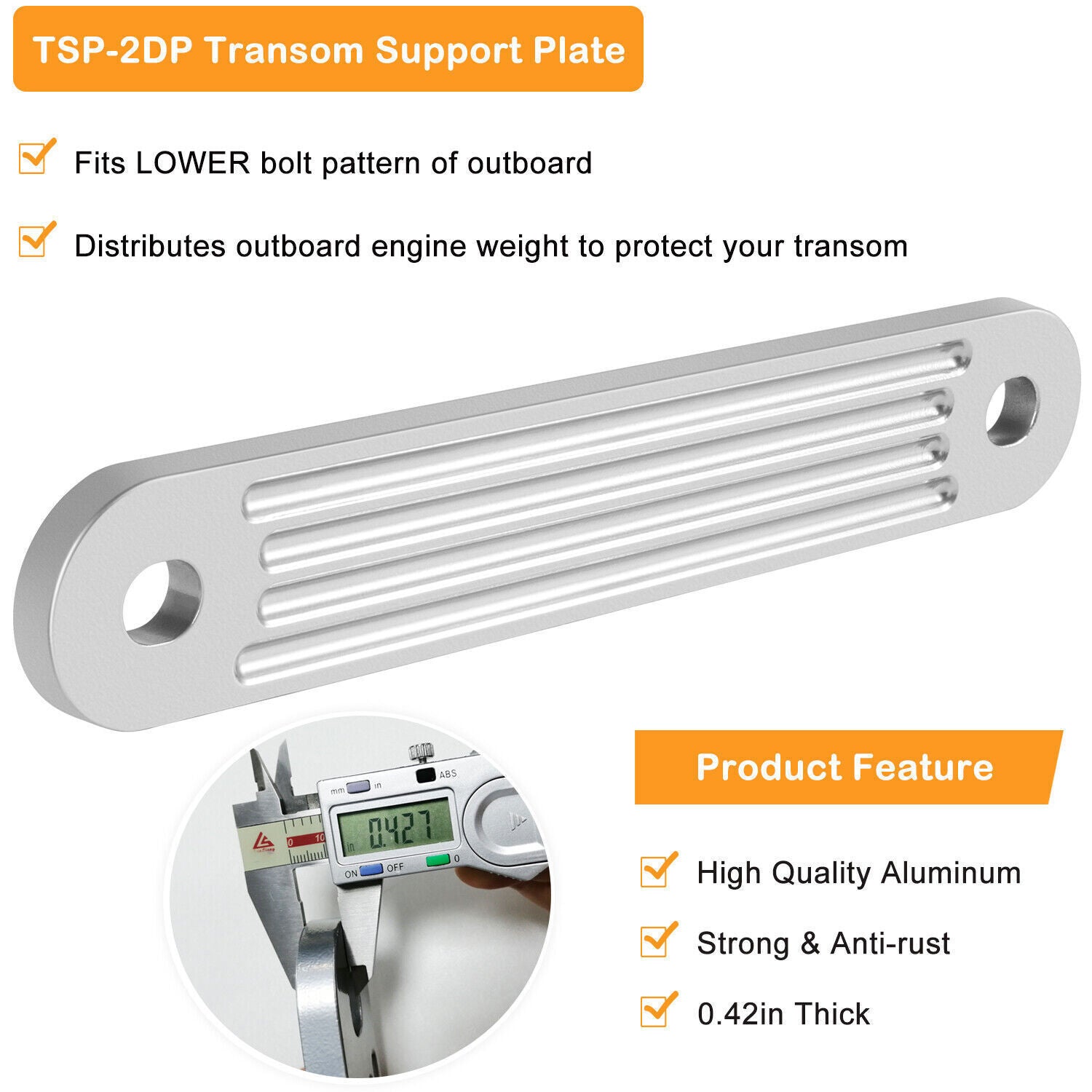 TSP-1 Marine Transom Support Plate & TSP-2DP Support Plate 12" x 2" & 15" X 2"
