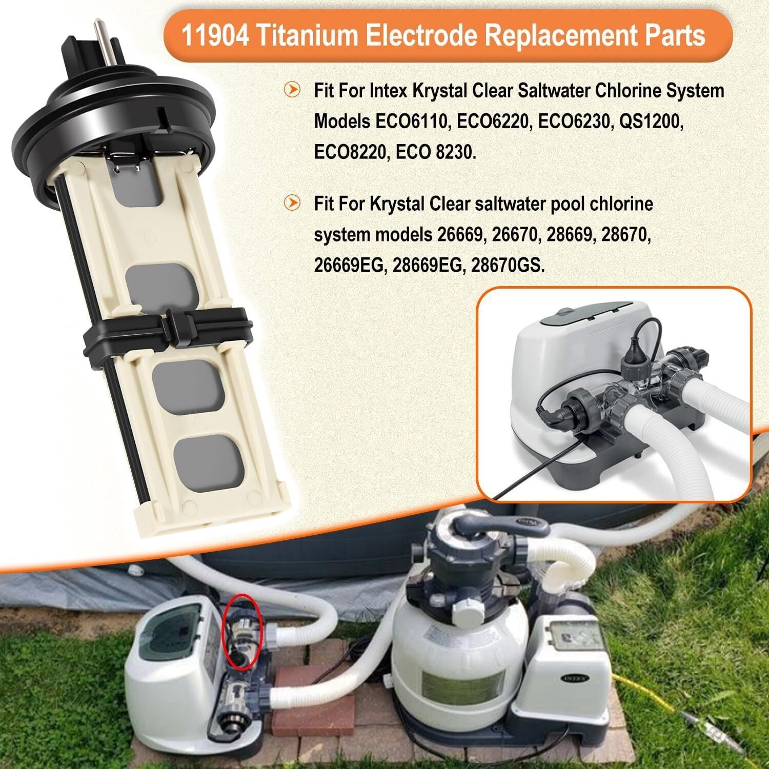 11904 Replacement Titanium Electrode For Intex Saltwater System 28669 28670