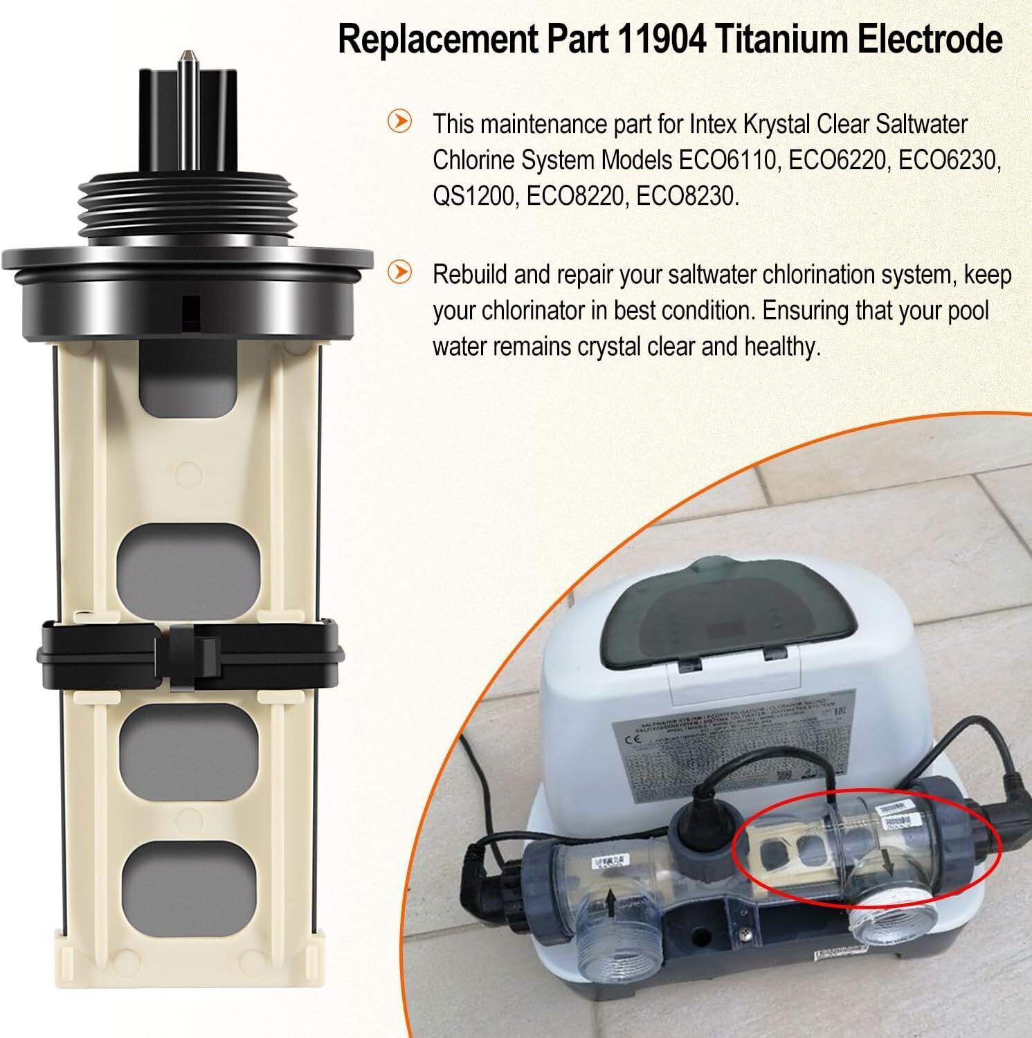 11904 Replacement Titanium Electrode For Intex Saltwater System 28669 28670