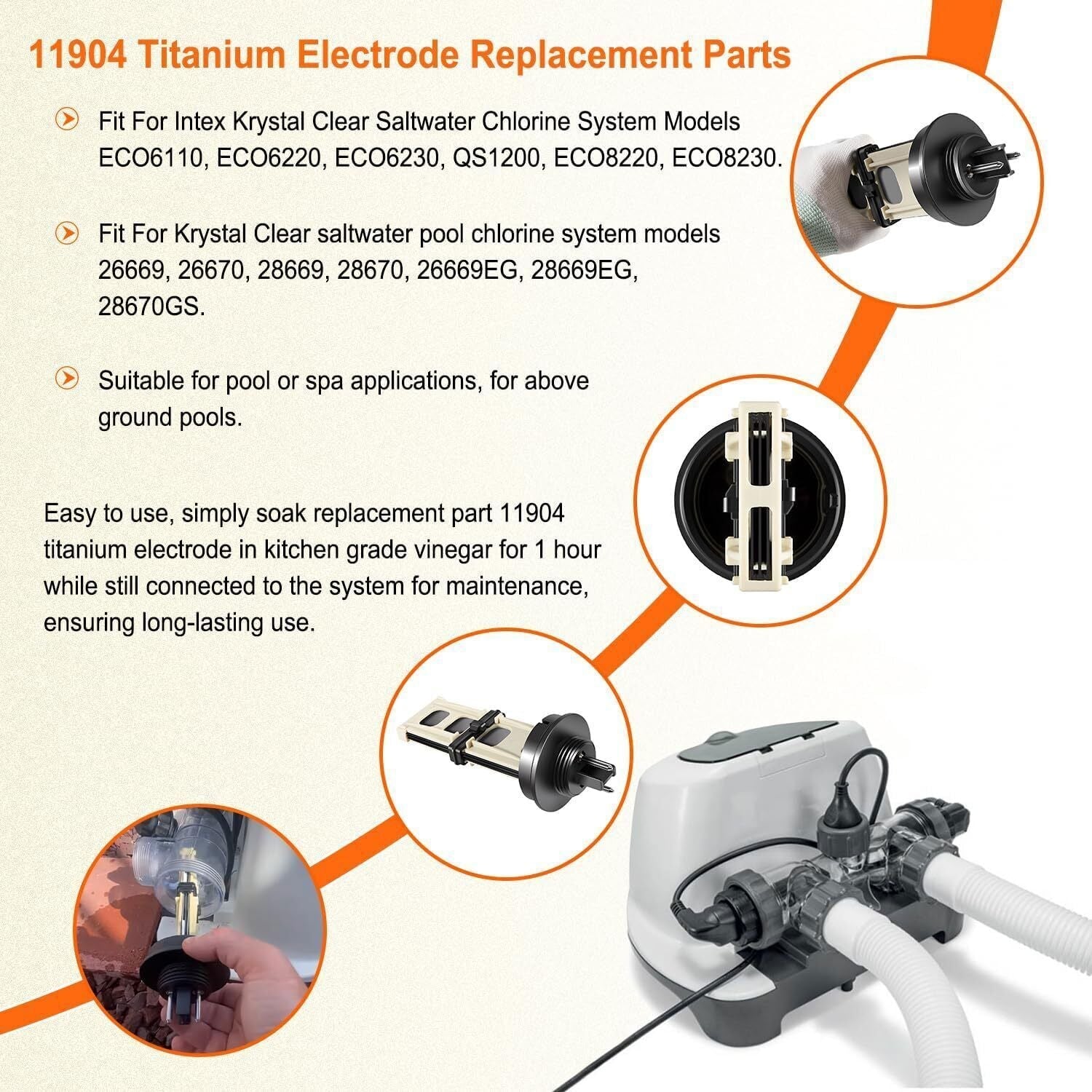 11904 Replacement Titanium Electrode For Intex Saltwater System 28669 28670