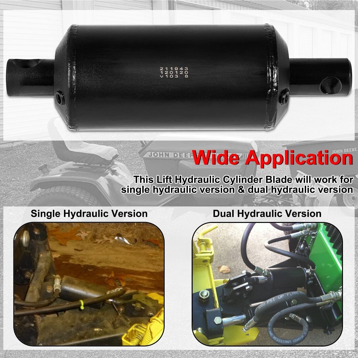 Lift Hydraulic Cylinder for John Deere 317 318 AM31362 AUC1325 Snow Plow Blade