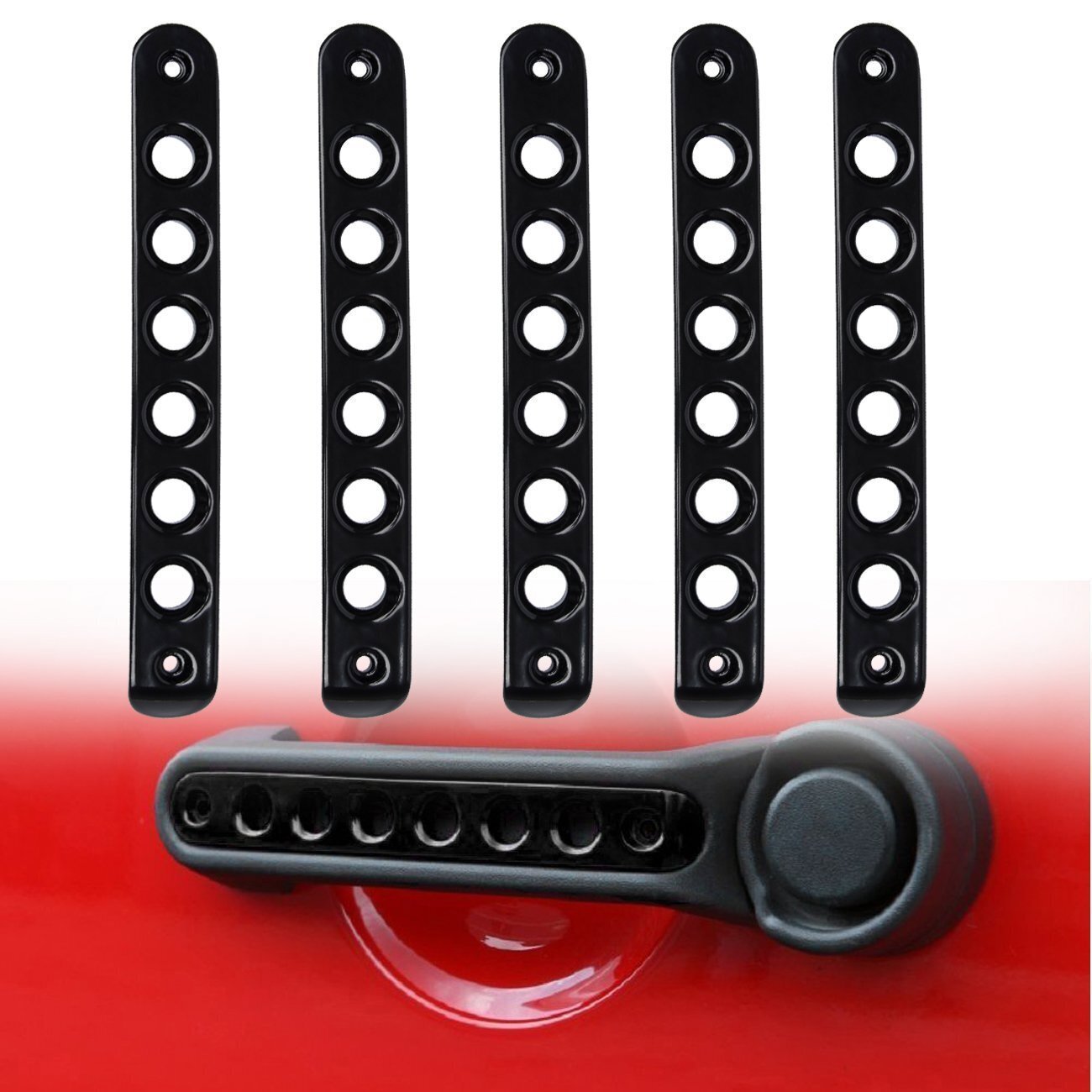 5x Aluminum Grab Handle Inserts Cover Trim for Jeep Wrangler JK 2007-2018(Black)