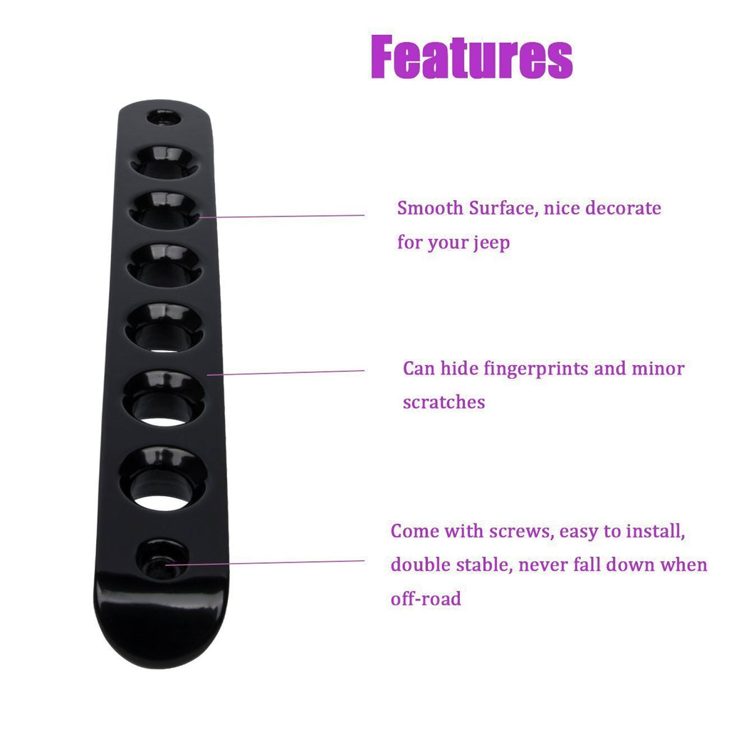 5x Aluminum Grab Handle Inserts Cover Trim for Jeep Wrangler JK 2007-2018(Black)