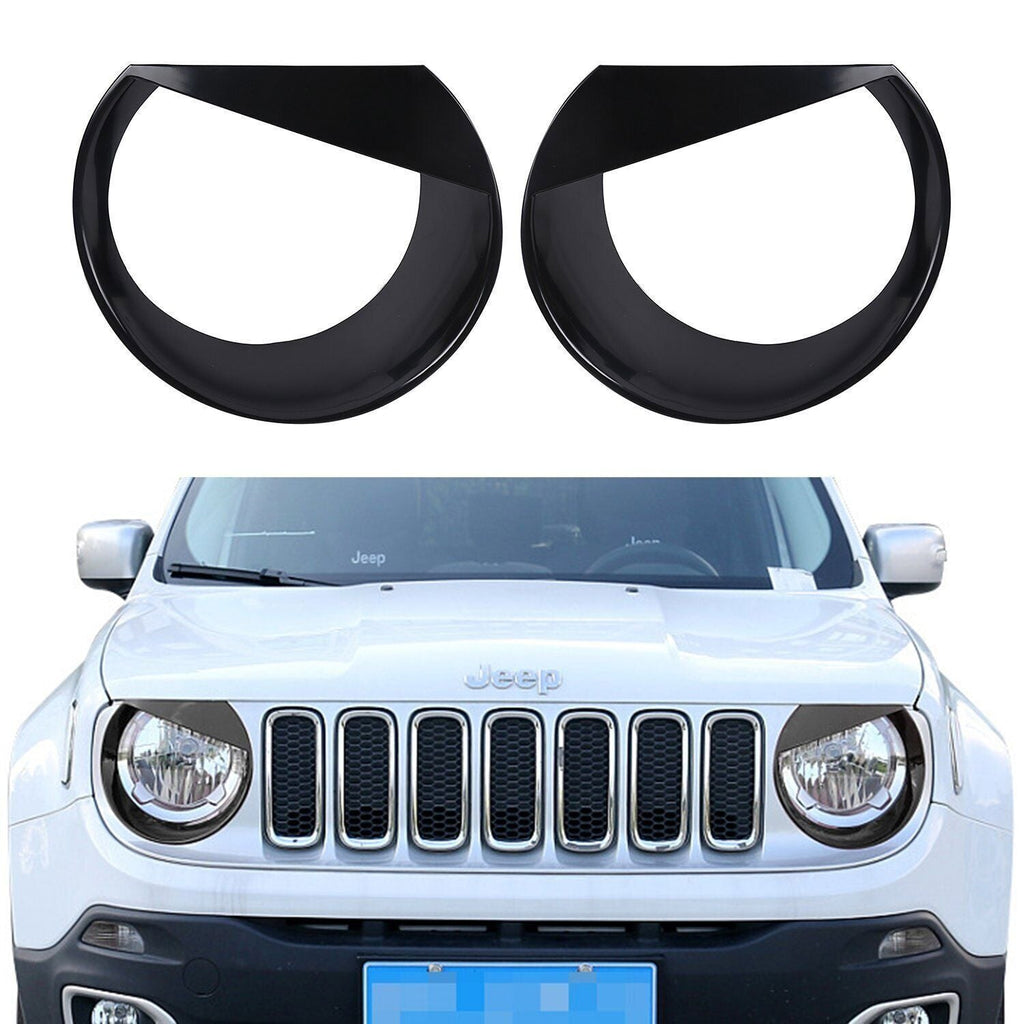 2X ABS Angry Bird Front Headlight Bezels Cover Trim for Jeep Renegade 2015-2018