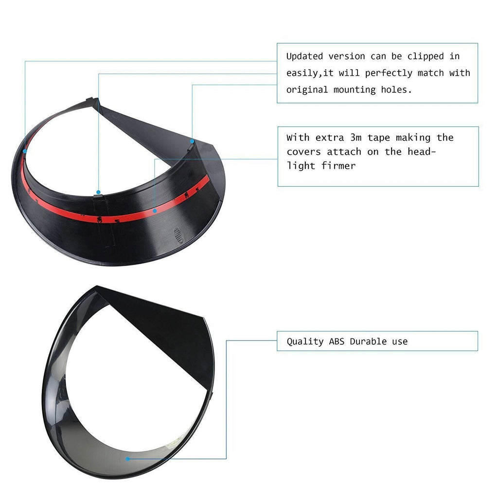 2X ABS Angry Bird Front Headlight Bezels Cover Trim for Jeep Renegade 2015-2018