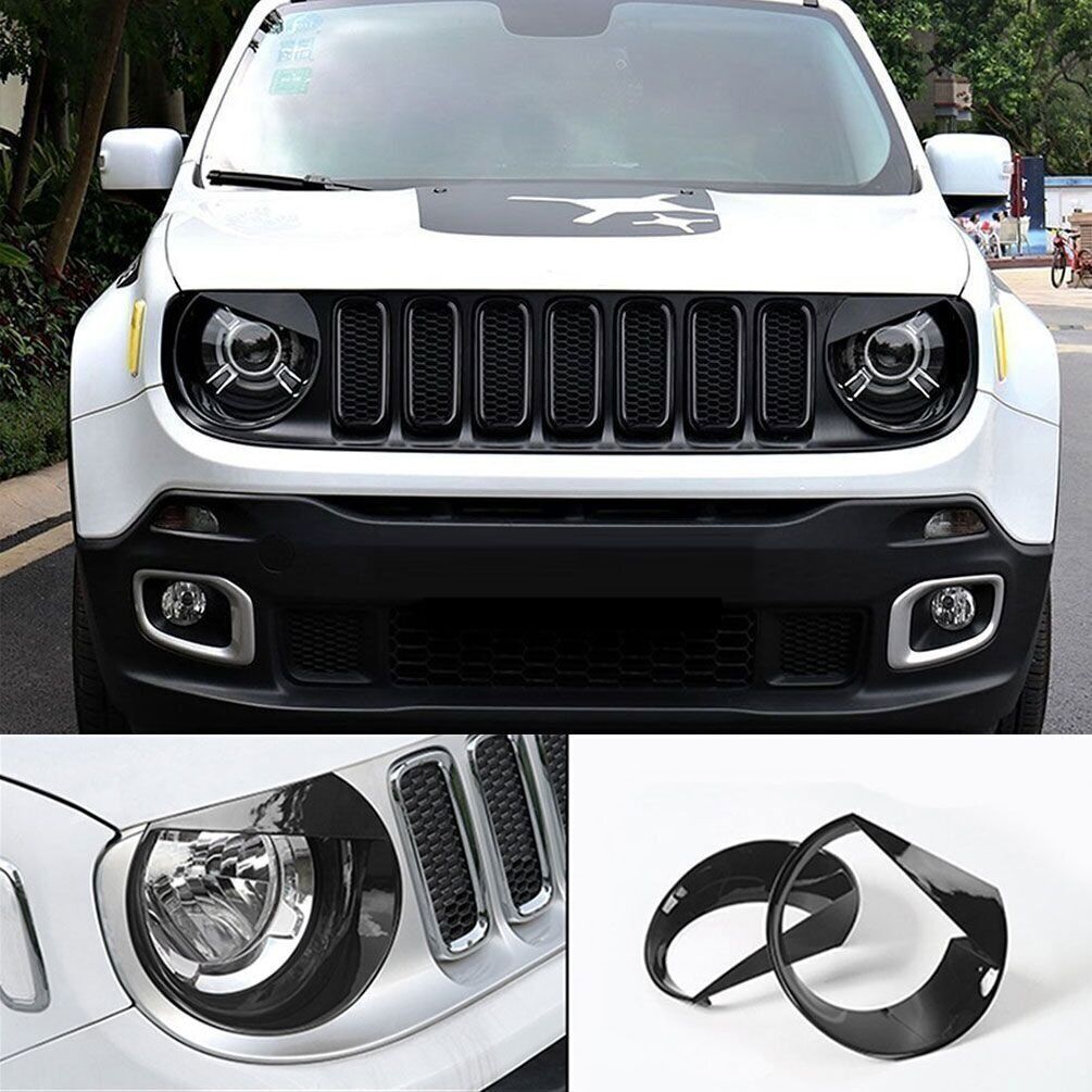 2X ABS Angry Bird Front Headlight Bezels Cover Trim for Jeep Renegade 2015-2018