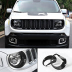 2X ABS Angry Bird Front Headlight Bezels Cover Trim for Jeep Renegade 2015-2018