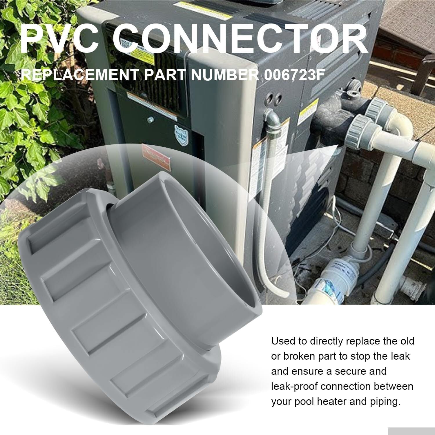 2 Pack 006723F 2" PVC Connector for Raypak Pool Heater Parts R185A R265A R335A