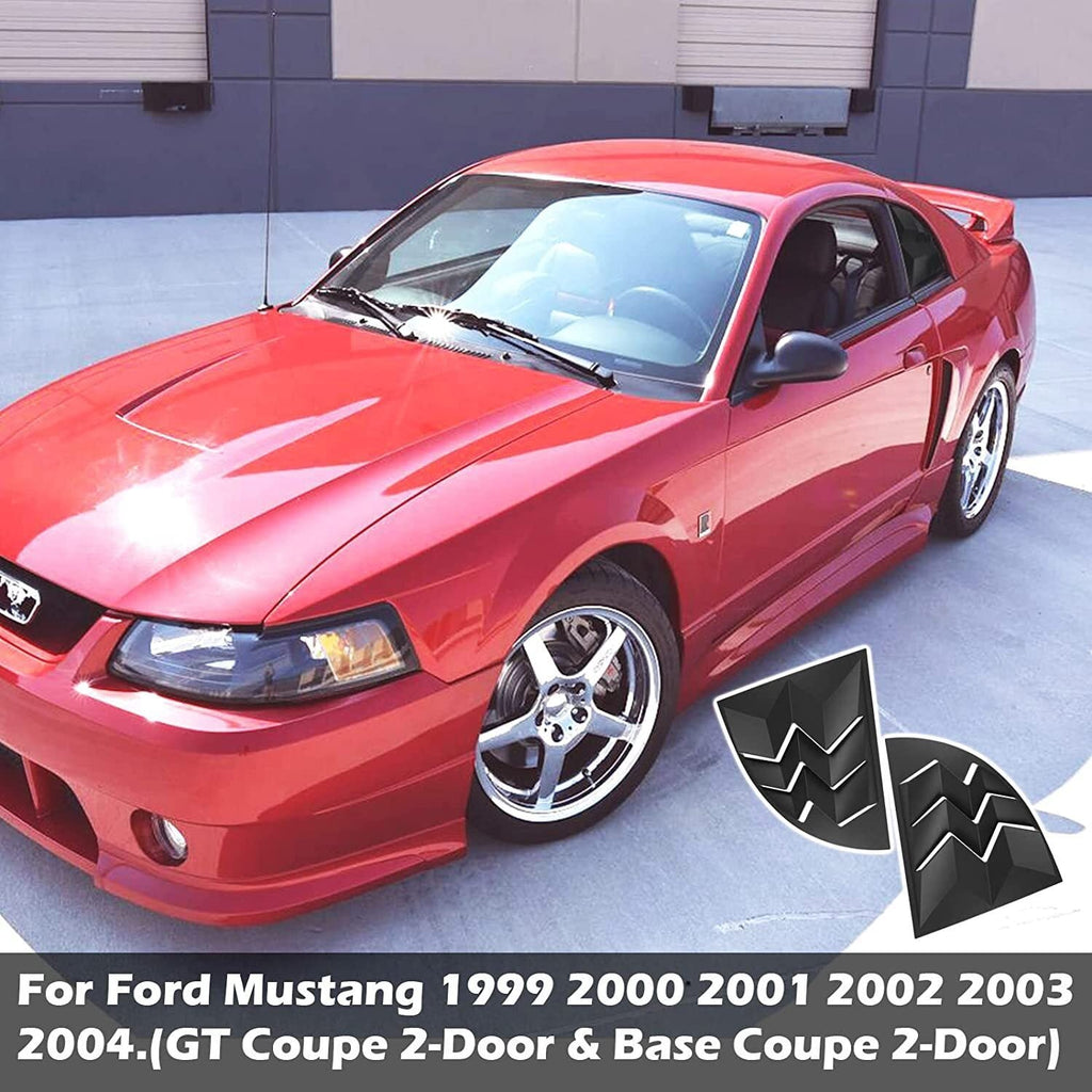 2pcs Side Window Scoop Louvers ABS Sun Shade Cover For 1999-2004 Ford Mustang