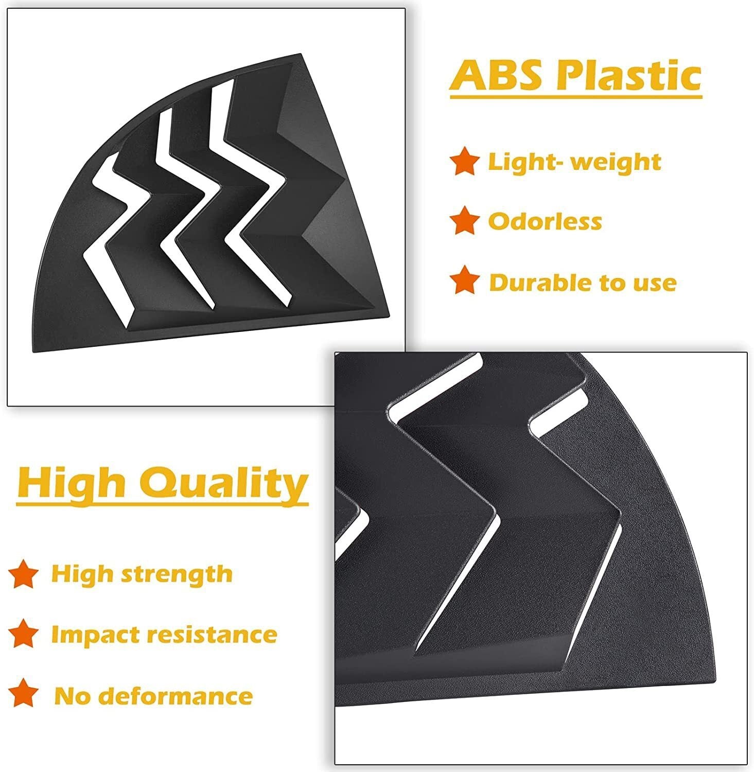 2pcs Side Window Scoop Louvers ABS Sun Shade Cover For 1999-2004 Ford Mustang