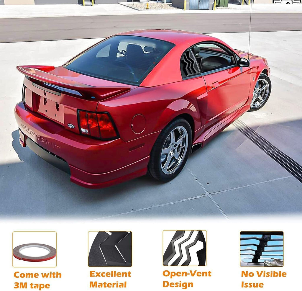 2pcs Side Window Scoop Louvers ABS Sun Shade Cover For 1999-2004 Ford Mustang