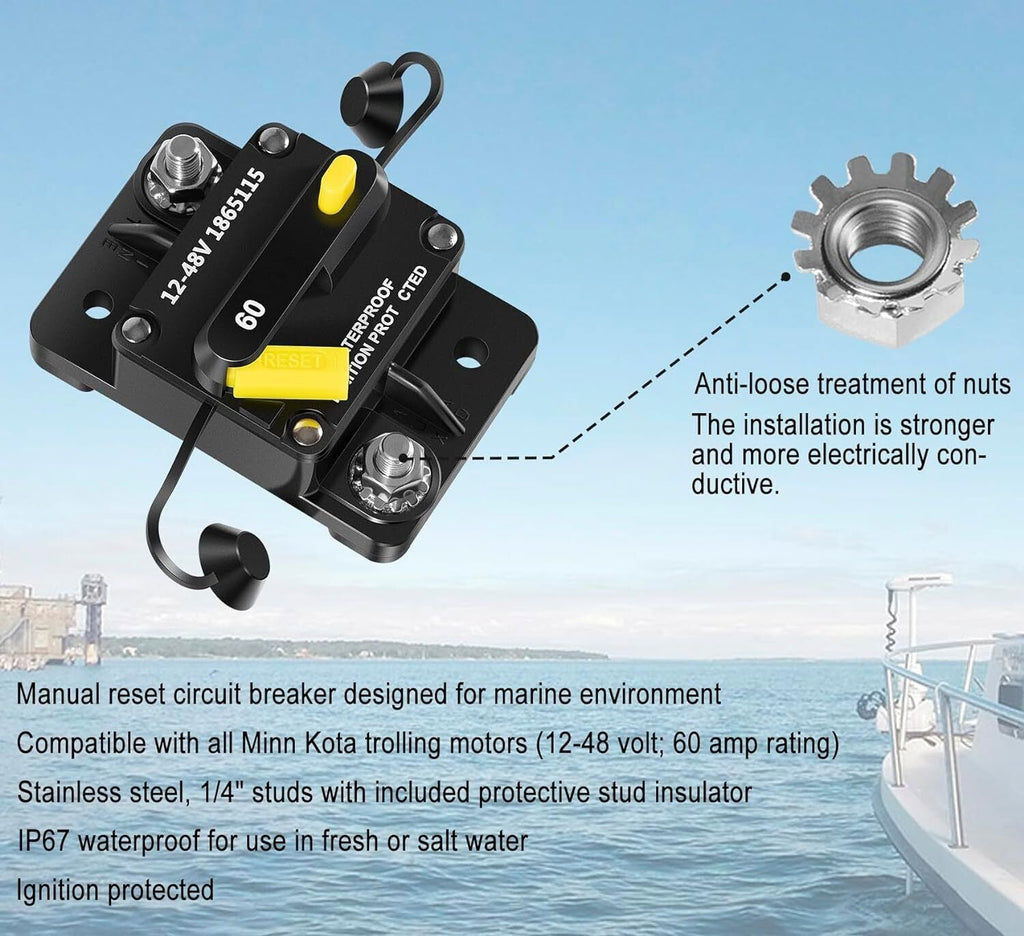 MKR-27 60AMP Circuit Breaker 1865115 for Minn Kota Trolling Motors 12-48V