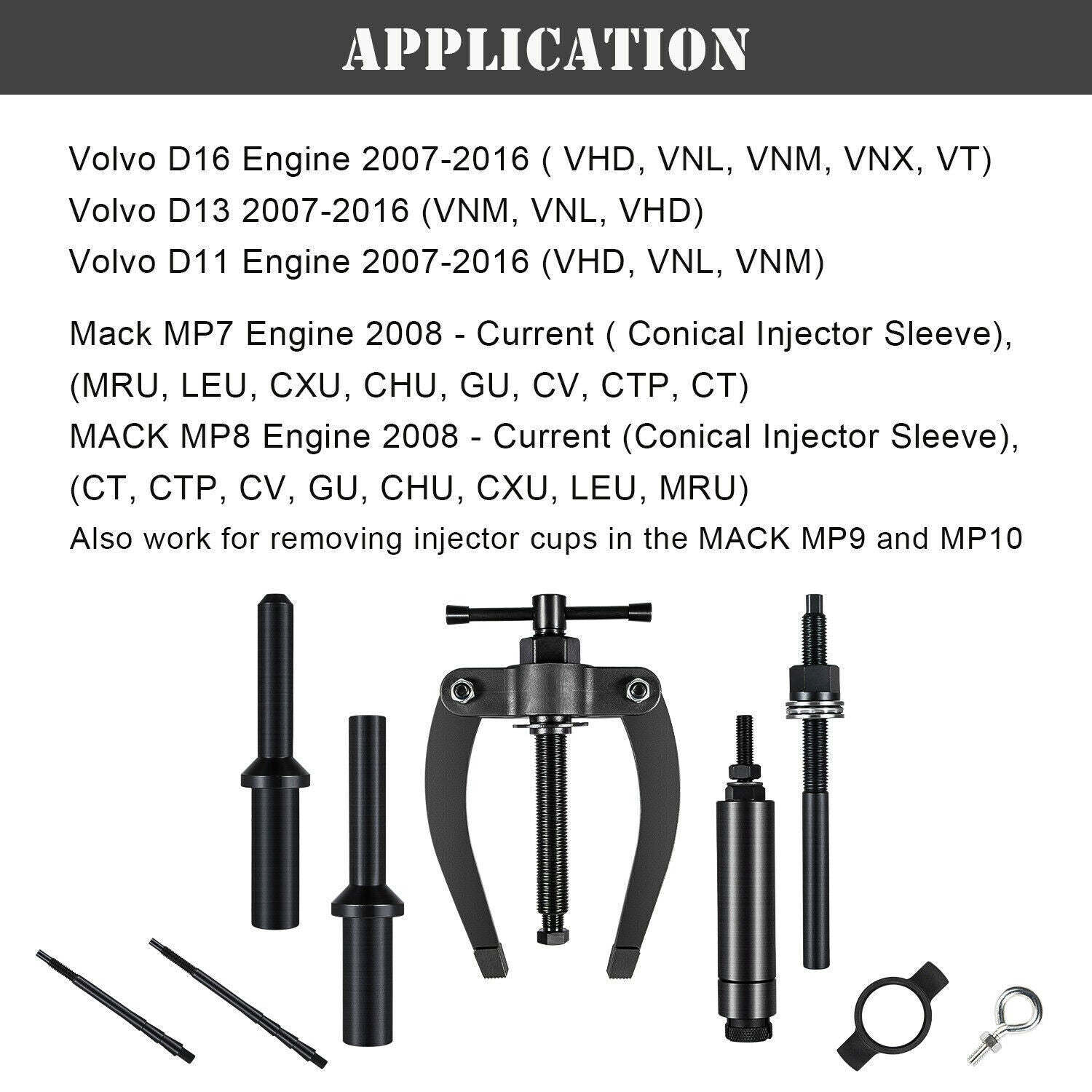 Injector Sleeve Remover & Installer Tool For Volvo FM12 D11/13/16 Mack MP7 MP8