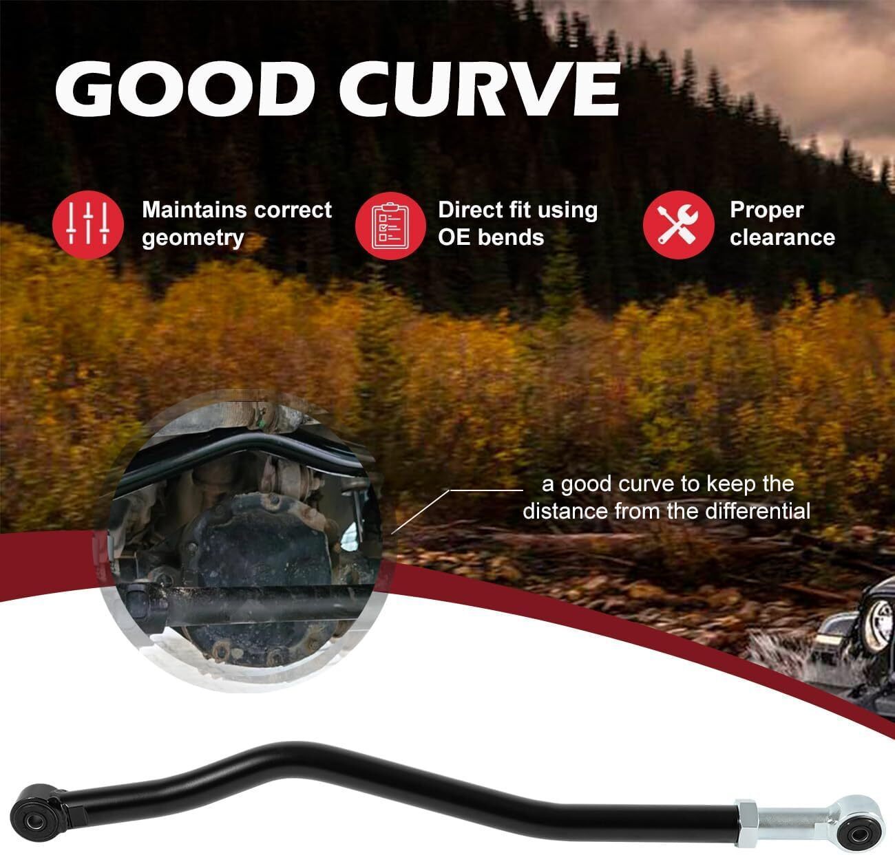 Front Forged Adjustable Track Bar 1-6" Lift Fit For Jeep Wrangler JK 2007-2018