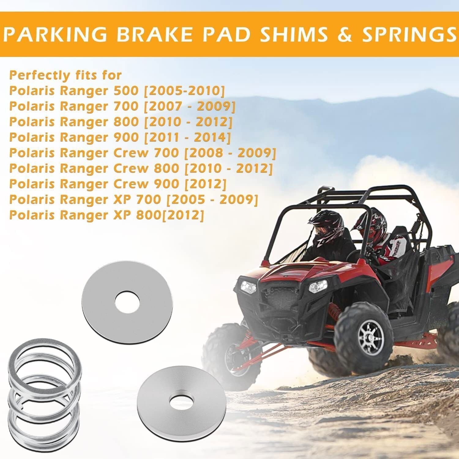 05-13 Polaris Ranger 500 700 800 900 EV Parking Brake Pads Shims & Springs 11Pcs