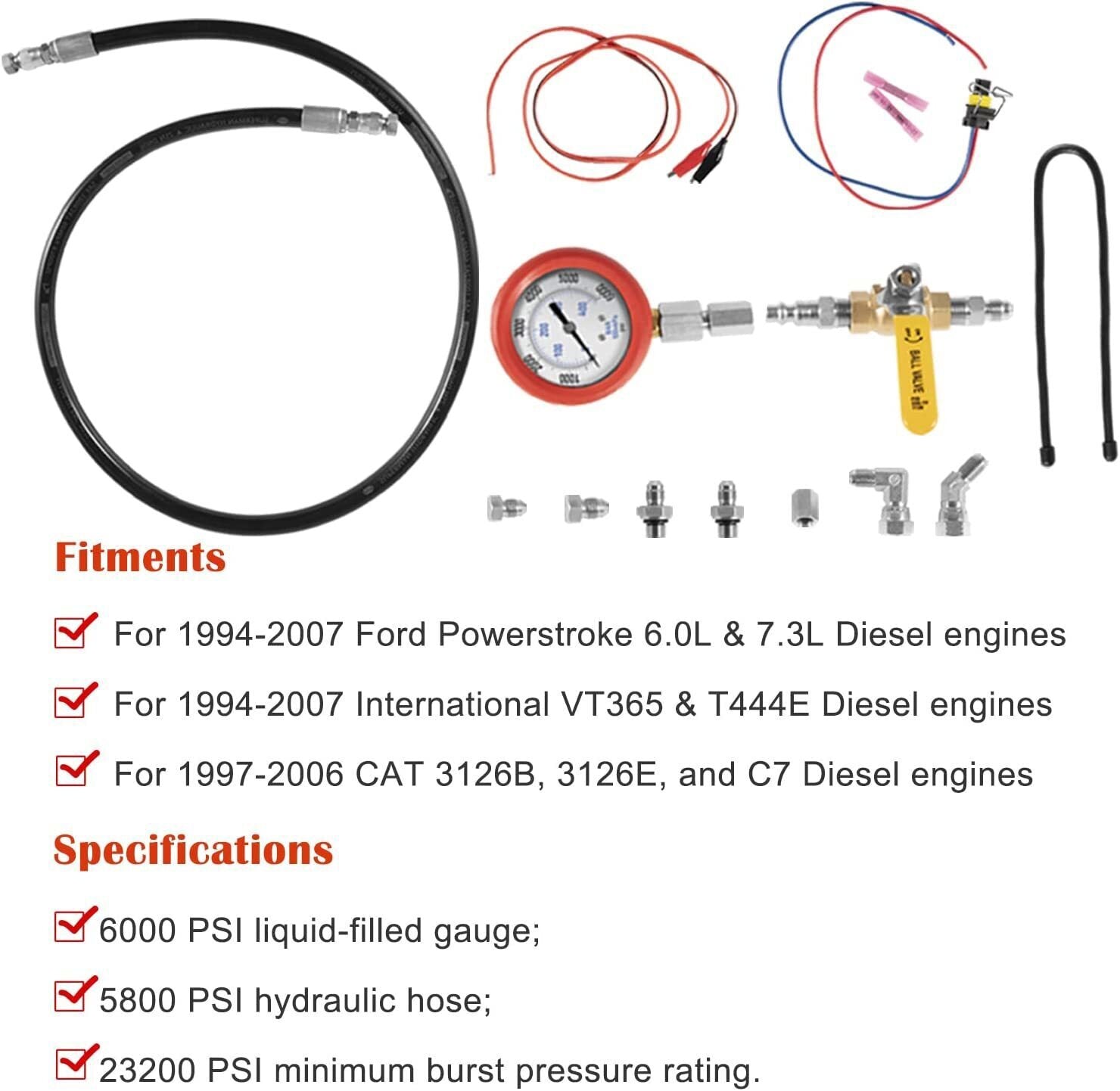Hpop Test Tool High-Pressure & Air Leak Tester Gauge For Ford F250/350 6.0L 7.3L