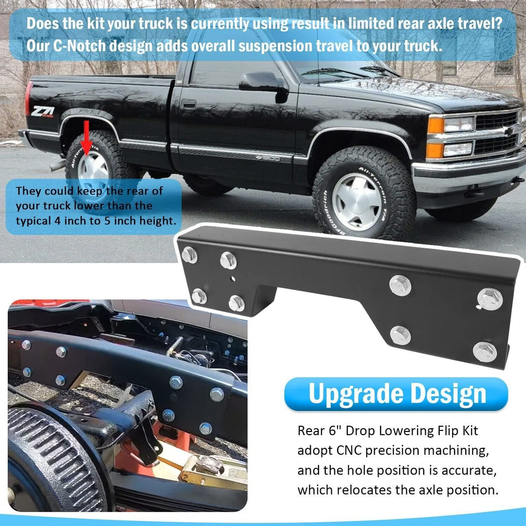 Rear 6" Drop Lowering Flip Kit For Chevy Silverado C1500 GMC Sierra 1988-1998