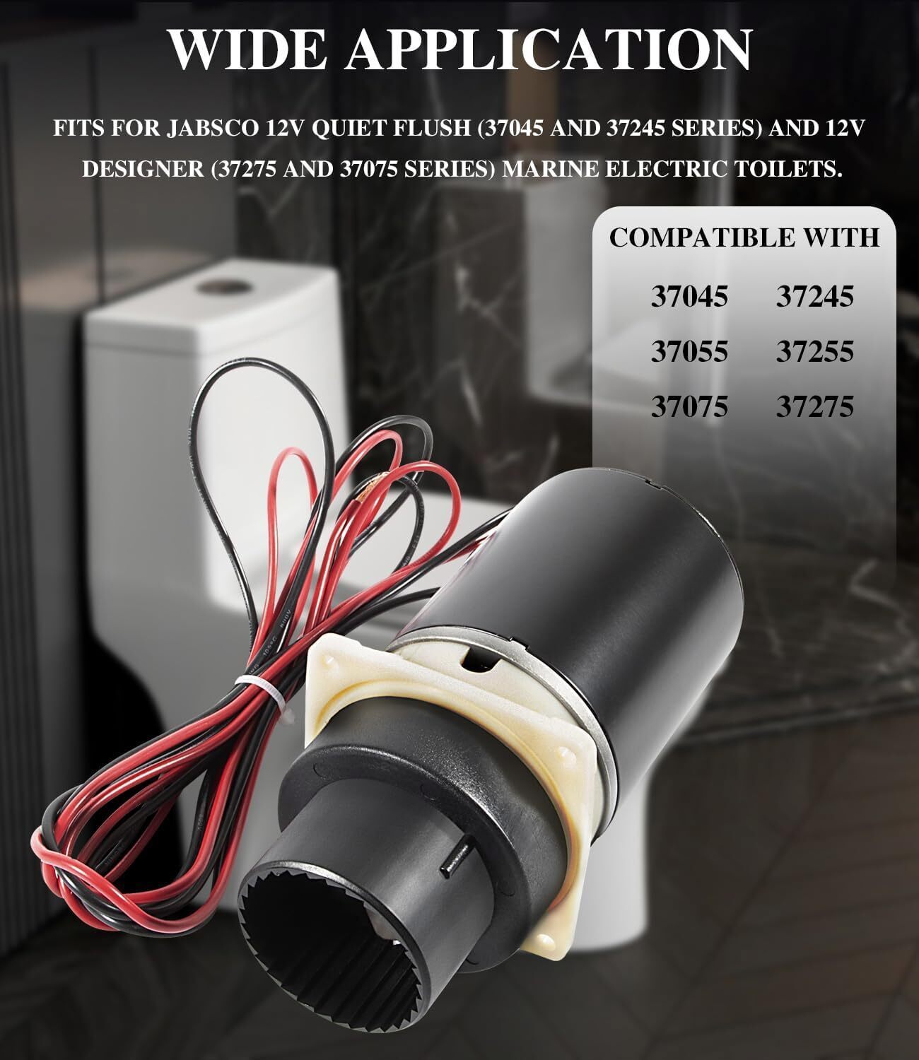 37072-0092 Marine Toilet Macerator Pump Motor Set Fits Jabsco 37045, 37245 12V