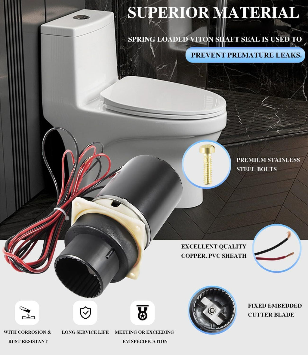37072-0092 Marine Toilet Macerator Pump Motor Set Fits Jabsco 37045, 37245 12V