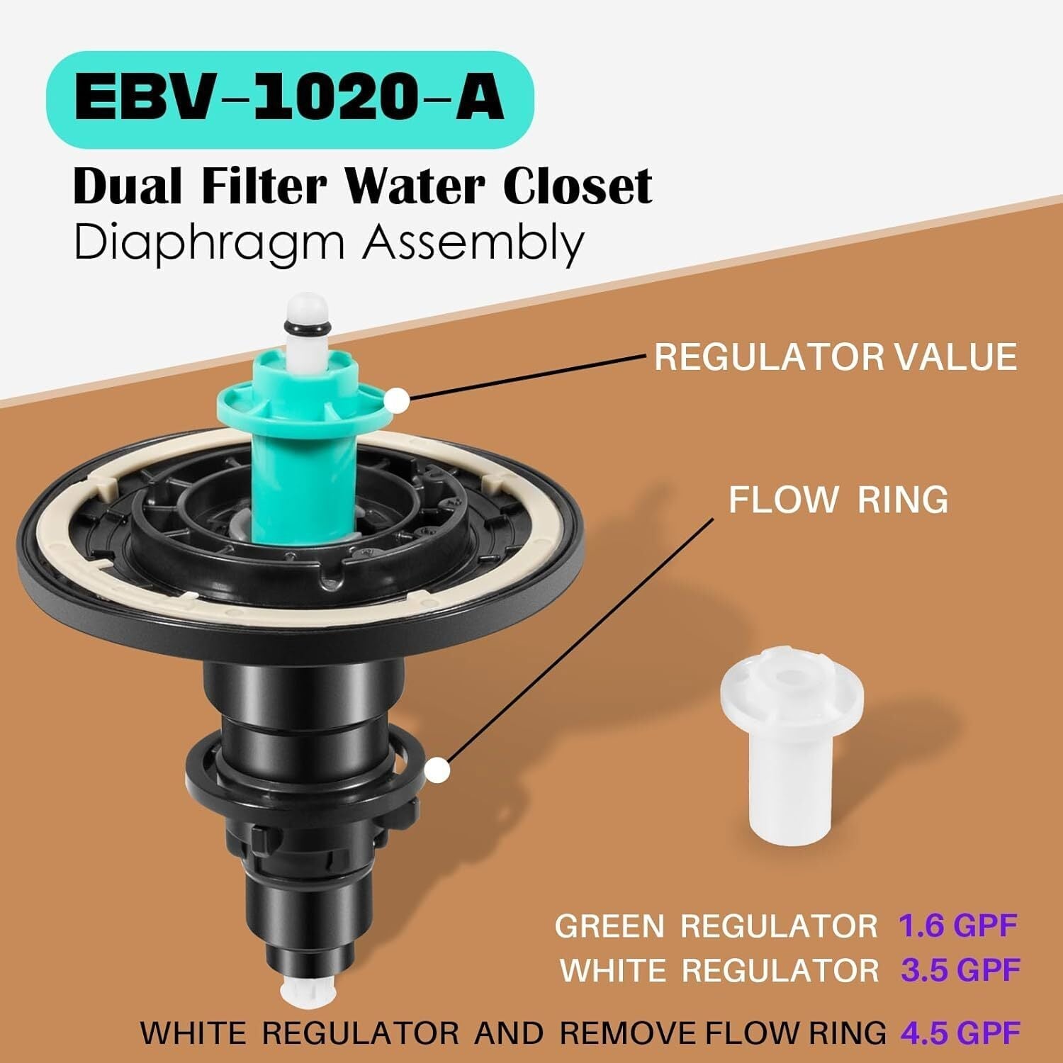 For Sloan G2 Dual Filter Water Closet Electronic Diaphragm Assembly EBV-1020-A